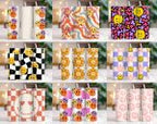 50+ Retro Tumbler Wrap Bundle, Retro Daisy Smile face, 20oz Skinny Sublimation, Retro Tumbler, Retro PNG, Retro Smiley Tumbler, Smiley Face