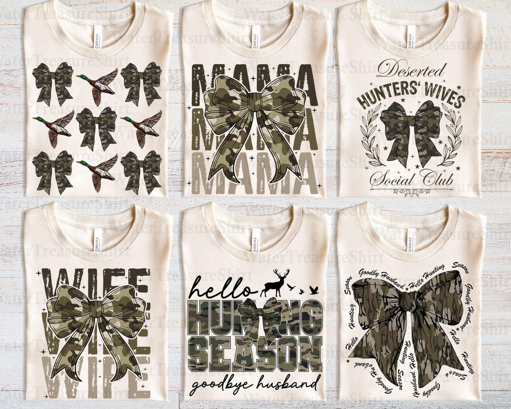 70+ Hello Hunting Season Goodbye Husband Png bundle, Camouflage Old Camo Bow png, Duck hunting png, Camo Coquette bow,old school camo png