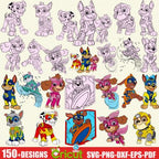 150+ Paw Patrol Svg Bundle Designs and 3D Alphabet, Layered Items, Clipart, Svg for Cricut, Layered Vector Cut File. Digital Files,