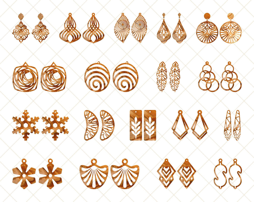 67 Earring SVG Bundle, Leather Earring SVG, Laser Cut Earrings, Geometric Earrings, Leaf Earrings, Teardrop Earrings