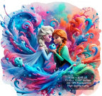 8 PNG Elsa and Anna Frozen Splash and Watercolor Digital design PNG file for sublimation – High Resolution -Instant Digital PNG Download