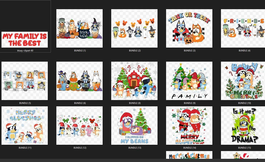 Christmas Blue Dog Bundle P1, Bluuey Christmas PNG, Retro Blue Dog Christmas PNG, Bluuey Dog Christmas Themed PNG, Holiday png, Blue Xmas