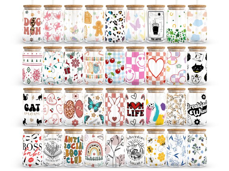 Libbey Glass Can Bundle 16oz Glass Can Svg | Libbey Glass Can Wrap | Glass Cup Bunde Svg Files for Cricut & Silhouette Cameo | Glassware svg