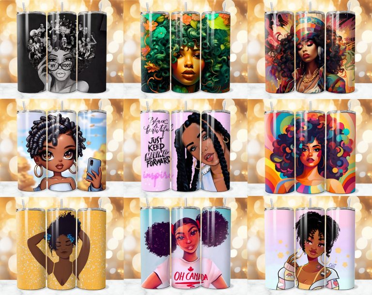 125+ Afro Tumbler Wrap Bundle, Inspirational Afro Sublimation, Black Women Affirmation Tumbler, Strong Woman PNG, Afro PNG, Commercial Use.