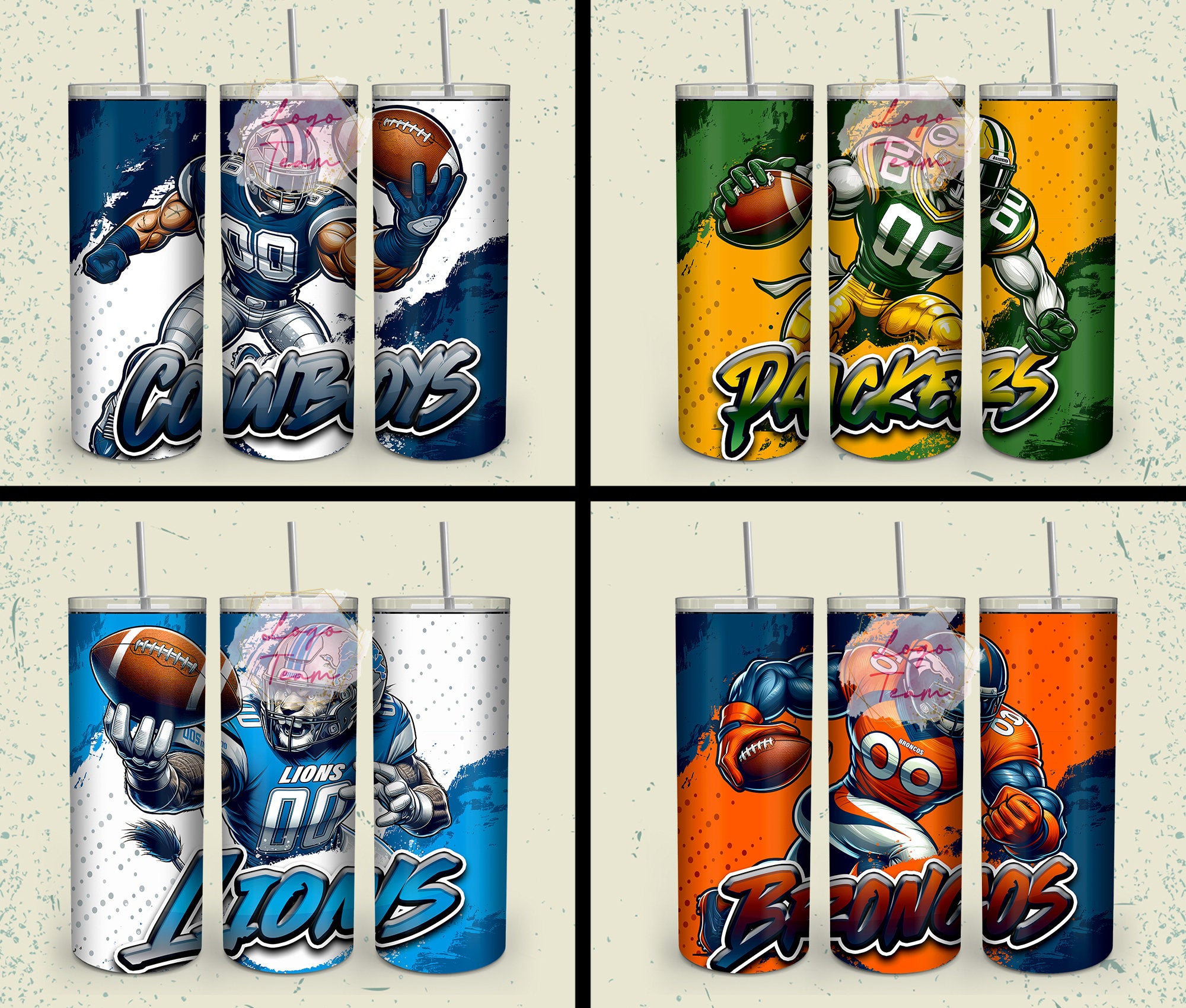 32 Team American Football Tumbler PNG Sublimation Designs, Football Mascot 20oz Skinny Tumbler Wrap PNG, Football Png Digital Download, NFL Tumbler
