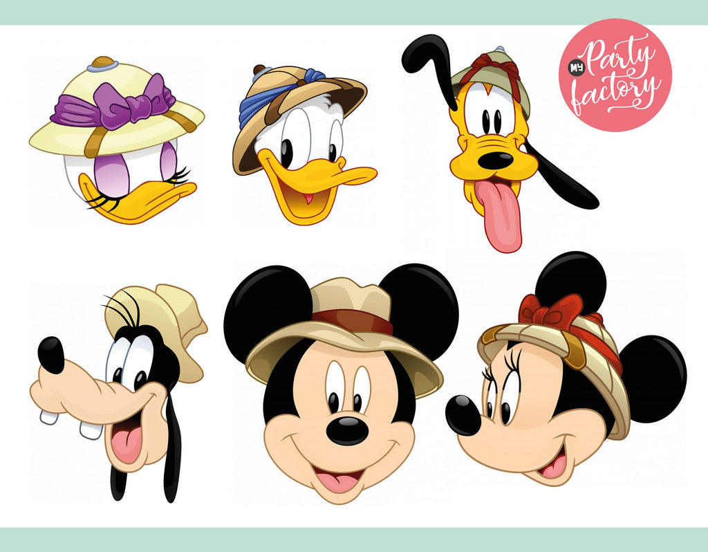 Mickey Safari Clipart PNG Digital Download, 90 PNG with transparent backgrounds Mickey and Friends Jungle Animals