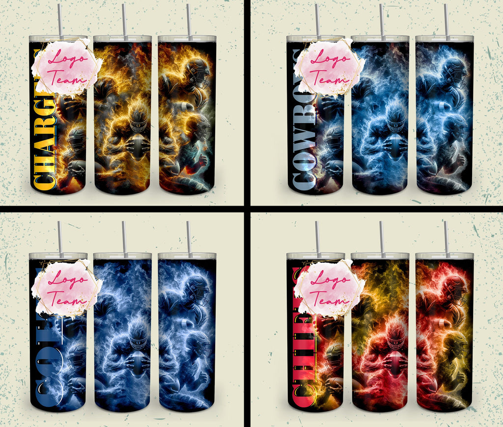 32 Team American Football Tumbler PNG Sublimation Designs, Football Mascot 20oz Skinny Tumbler Wrap PNG, Football Png Digital Download, NFL Tumbler