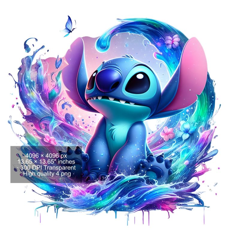 8 PNG Stitch Splash and Watercolor Digital design PNG file for sublimation – High Resolution -Instant Digital PNG Download
