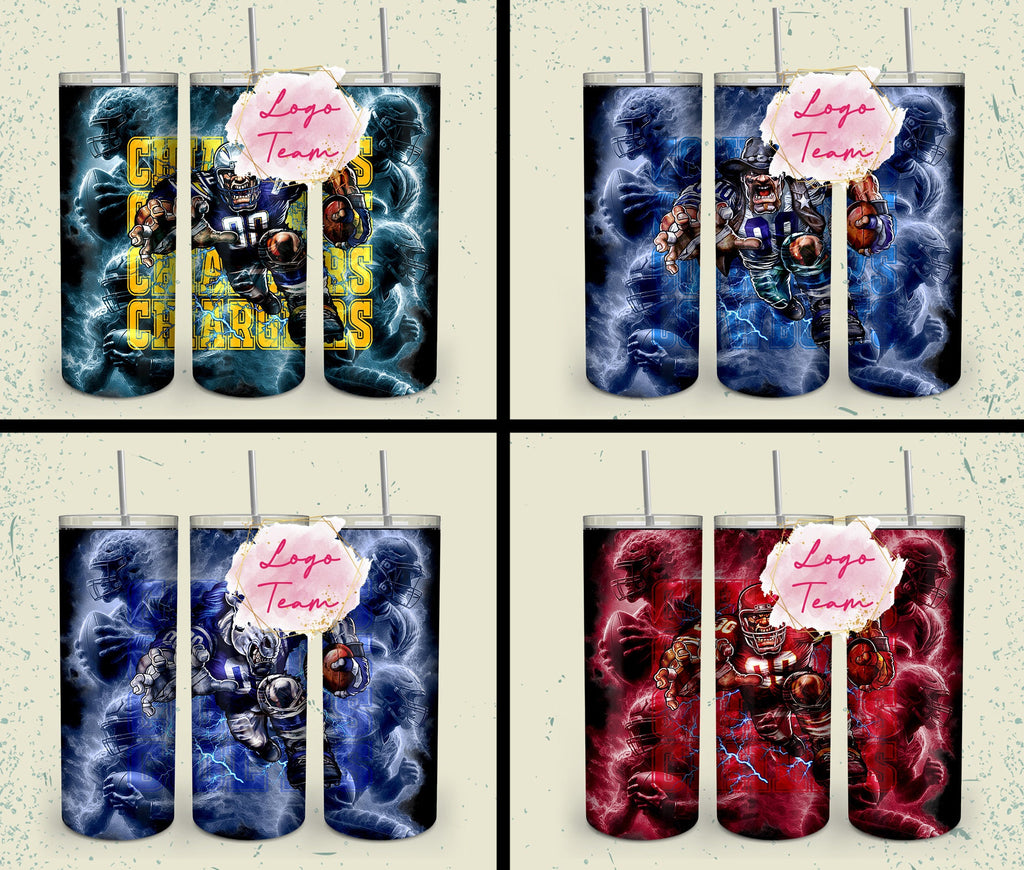 32 Team American Football Tumbler PNG Sublimation Designs, Football Mascot 20oz Skinny Tumbler Wrap PNG, Football Png Digital Download, NFL Tumbler