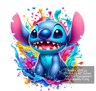 8 PNG Stitch Splash and Watercolor Digital design PNG file for sublimation – High Resolution -Instant Digital PNG Download