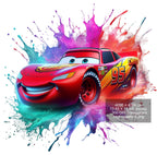 8 PNG Lightning McQueen Cars Splash and Watercolor Digital design PNG file for sublimation – High Resolution -Instant Digital PNG Download