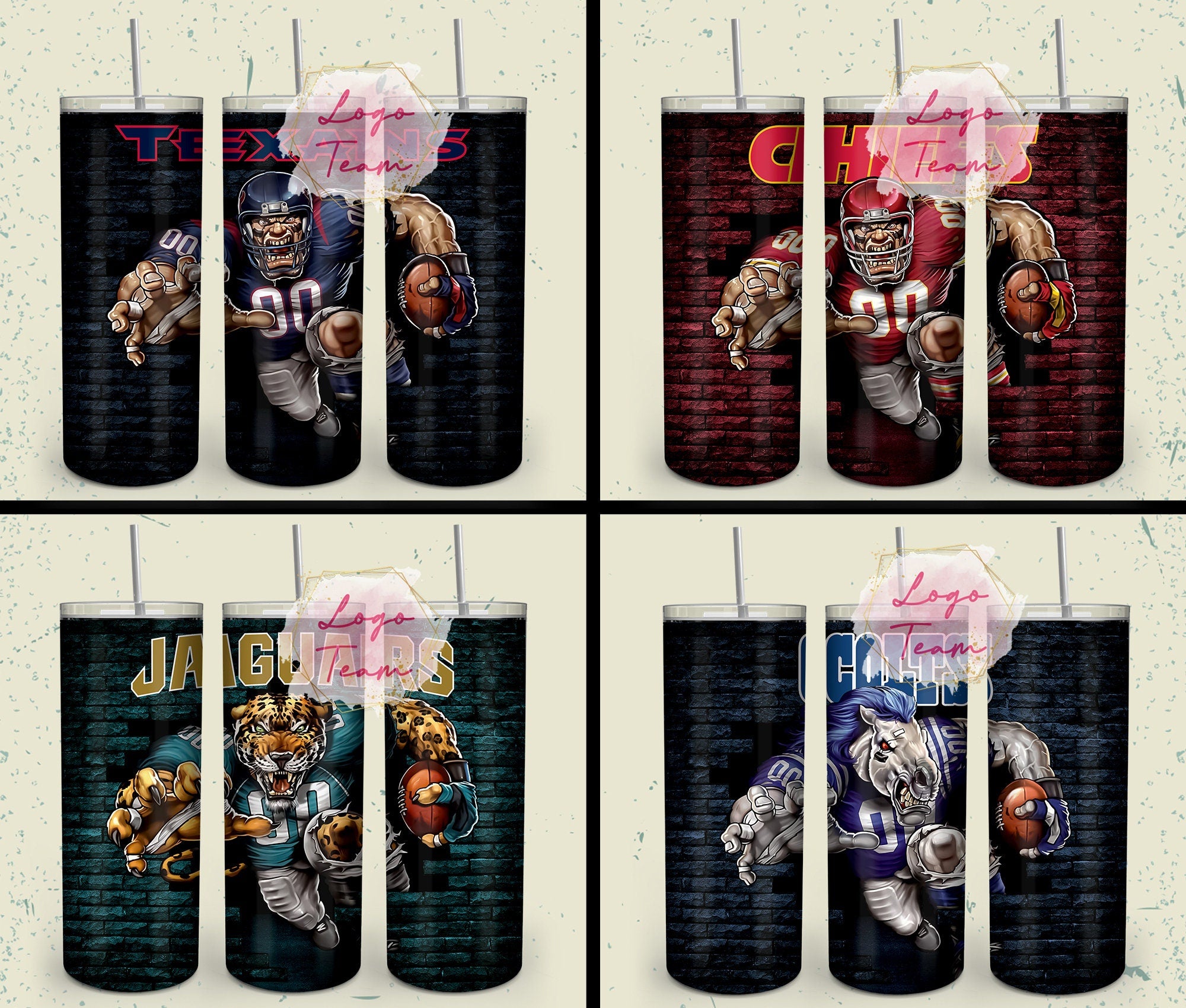 32 Team American Football Tumbler PNG Sublimation Designs, Football Mascot 20oz Skinny Tumbler Wrap PNG, Football Png Digital Download, NFL Tumbler