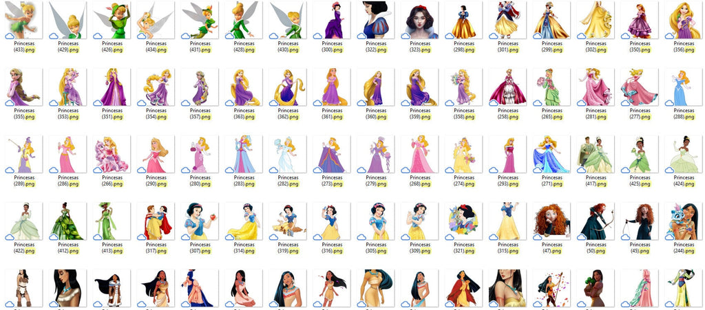 Princess PNG Clipart bundle, Princess Digital Paper PNG, Princess Birthday decor, Frozen png, Snow White clipart, sleeping beauty, Moana png