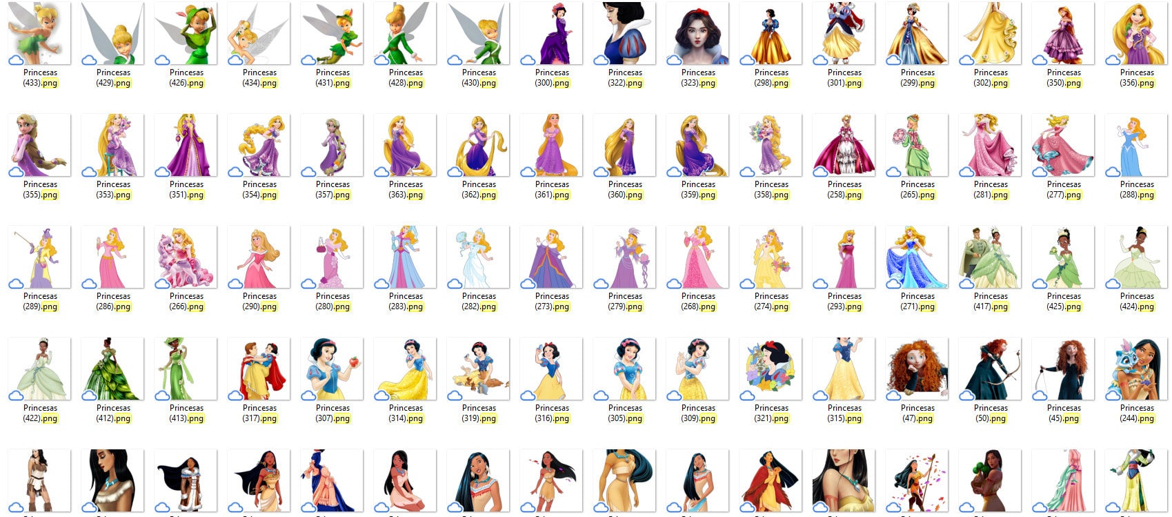 Princess PNG Clipart bundle, Princess Digital Paper PNG, Princess Birthday decor, Frozen png, Snow White clipart, sleeping beauty, Moana png