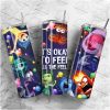 10+ It’s Okay To Feel All The Feels Tumbler Wrap Bundle, Friends 20oz Skinny Tumbler, Emotions Cartoon Coffee Tumbler Wrap Png, Digital File