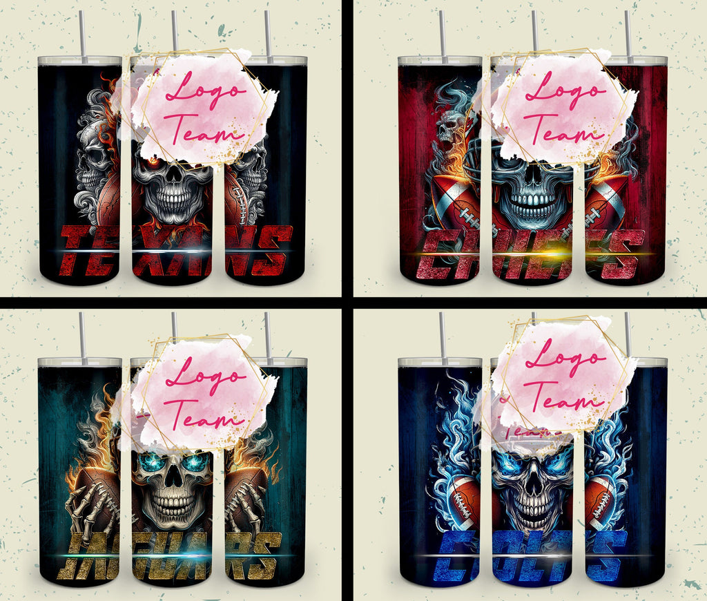 32 Team American Football Tumbler PNG Sublimation Designs, Football Mascot 20oz Skinny Tumbler Wrap PNG, Football Png Digital Download, NFL Tumbler