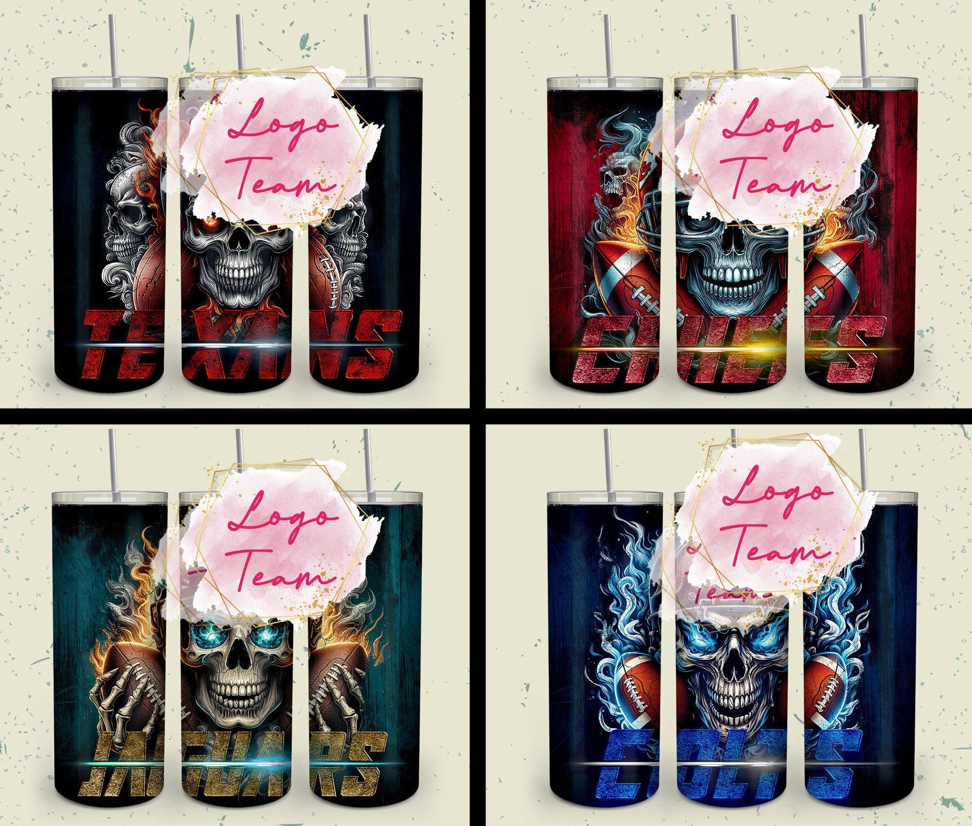 32 Team American Football Tumbler PNG Sublimation Designs, Football Mascot 20oz Skinny Tumbler Wrap PNG, Football Png Digital Download, NFL Tumbler