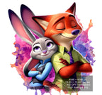 8 PNG Zootopia Nick & Judy Splash and Watercolor Digital design PNG file for sublimation – High Resolution -Instant Digital PNG Download