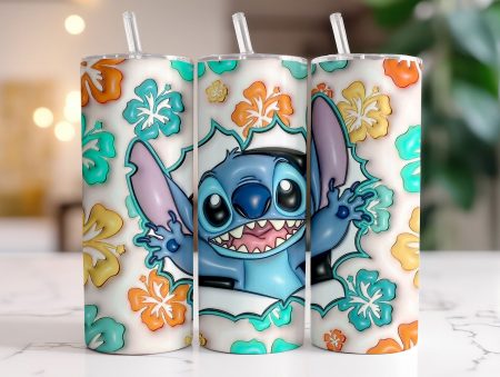 50+ Design 3D, 2D Inflated Stitch Tumbler PNG, Stitch Tumbler, Cartoon Inflated Tumbler,Tumbler Wrap, Full Tumbler Wrap, 20oz Skinny Tumbler