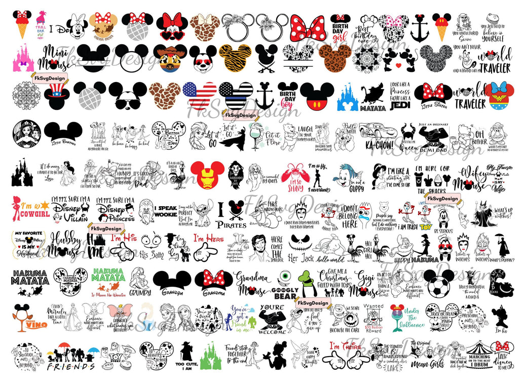 80000 Mega Svg Bundle, Svg File For Cricut, Files Cricut Silhouette, Mickey Svg Bundle, Frozen, Moana, Ariel, Elsa, Stitch, Toy Story, Pooh