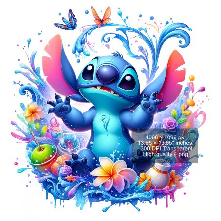 9 PNG Stitch Splash and Watercolor Digital design PNG file for sublimation – High Resolution -Instant Digital PNG Download