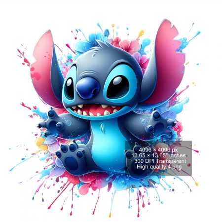 8 PNG Stitch Splash and Watercolor Digital design PNG file for sublimation – High Resolution -Instant Digital PNG Download