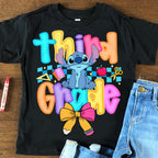 Preppy Pre-K To 4th Grade, Cartoon Pastel Bow Png, Cartoon First Day Of School Design, Blue Alien Back To School PNG Bundle, Cute School PNG