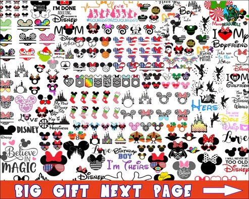200 000+ Mega Svg Bundle Cricut File, Mickey Mouse, Minnie, Frozen, Moana, Elsa, Cinderella, Stitch, Toy Story, Pooh Cricut, Cut file