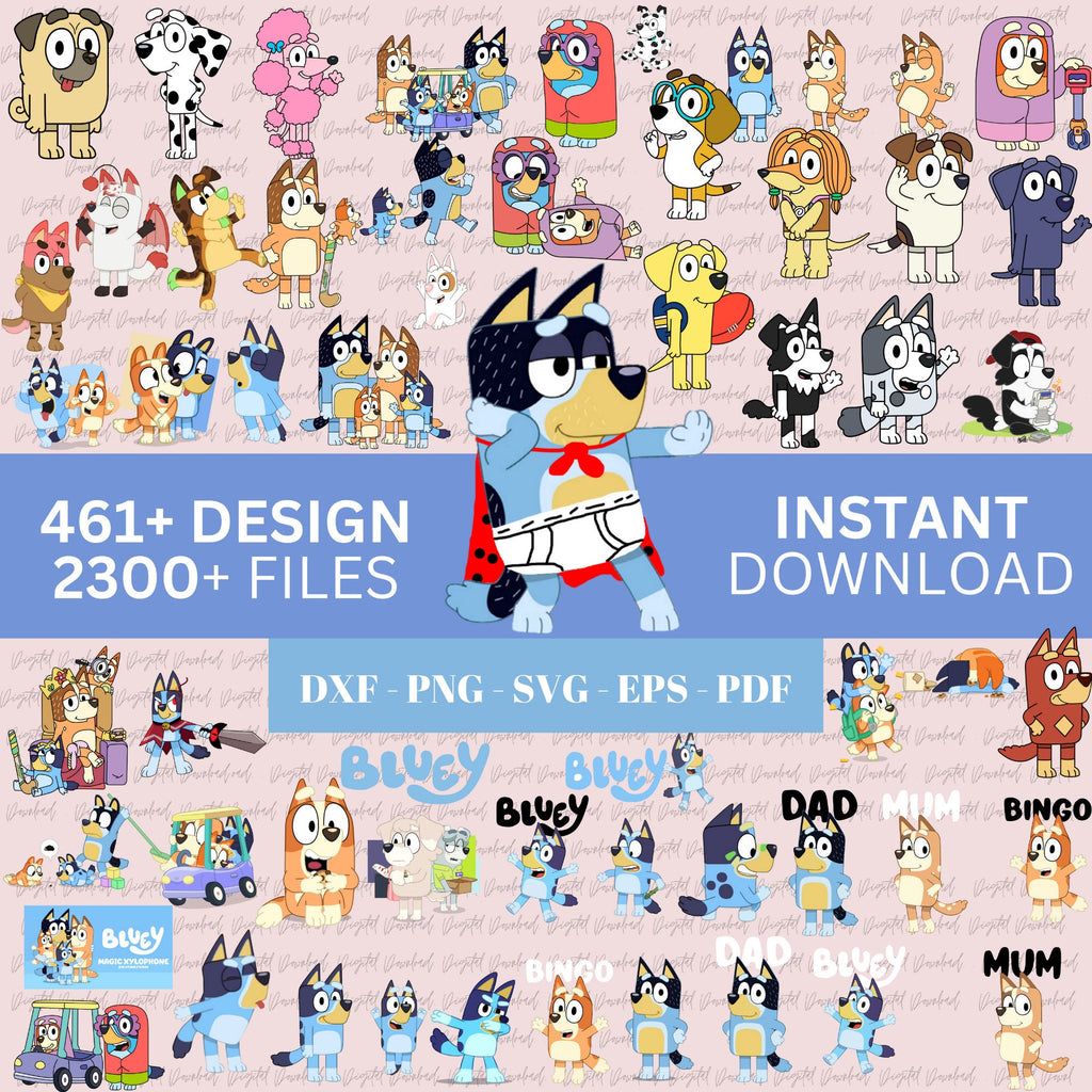 Mega Blue Dog Svg Bundle, Blue Dog Birthday Bundle Blue Dog Family Png Files, Png For Shirts, Birthday Png, Clipart png, Digital Download