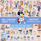 Mega Blue Dog Svg Bundle, Blue Dog Birthday Bundle Blue Dog Family Png Files, Png For Shirts, Birthday Png, Clipart png, Digital Download