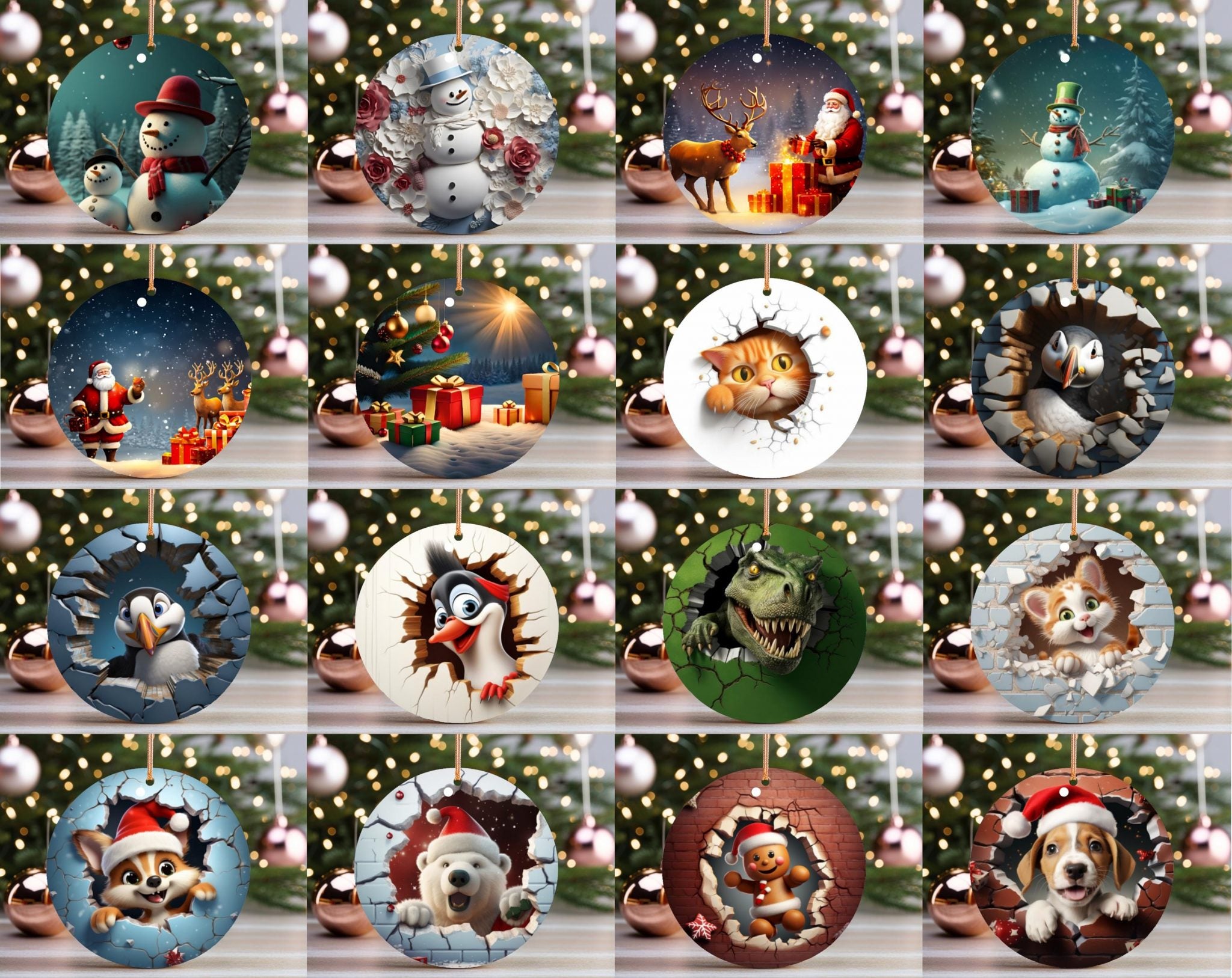 275 + Christmas Ornaments Bundle, Christmas Ornament PNG Designs, Christmas Round Ornament Sublimation, Round Hanging PNG, Christmas Png Svg