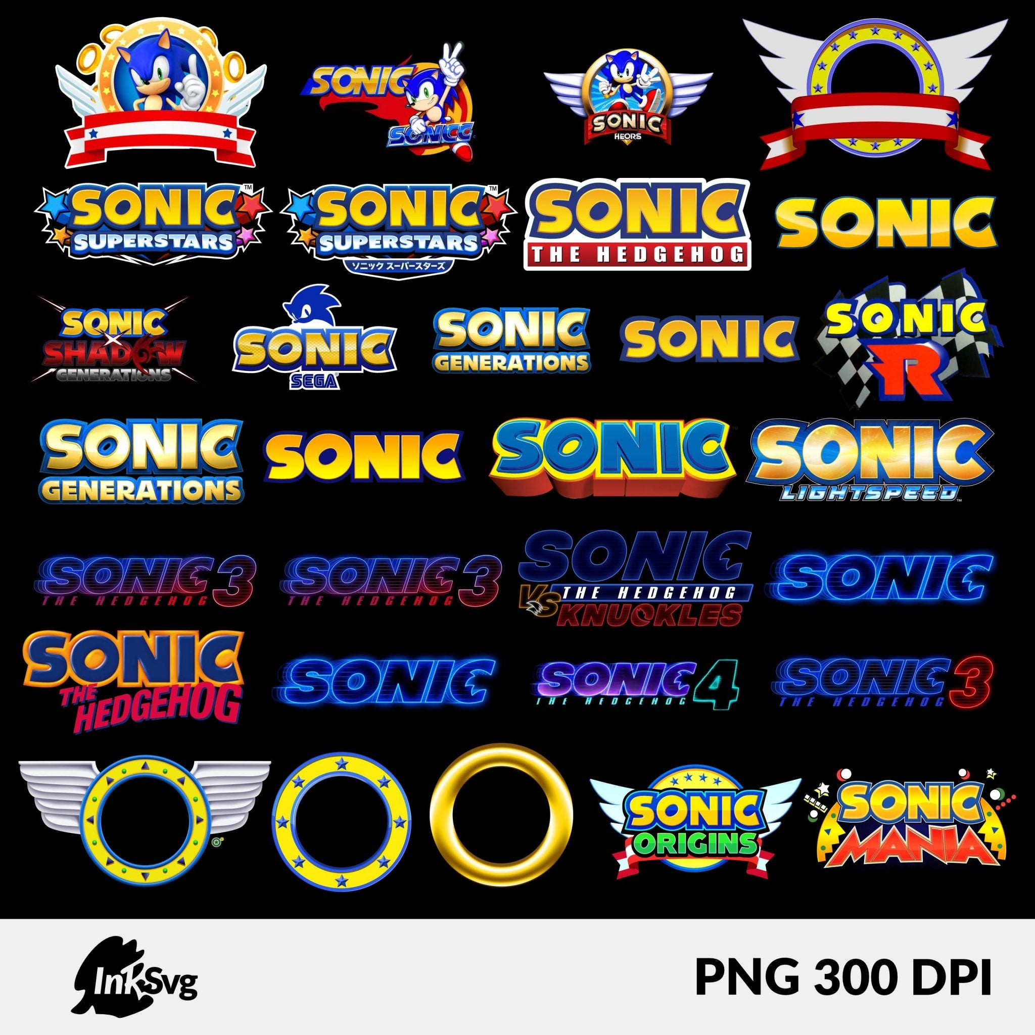 super sonic Hedgehog bundle 460 Png & 146 Svg, Sonic and shadow font and All Characters, Fonts, papers, stickers, birthday Digital Download.