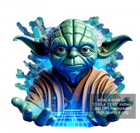 9 PNG Star Wars Yoda Splash and Watercolor Digital design PNG file for sublimation – High Resolution – Instant Digital PNG Download