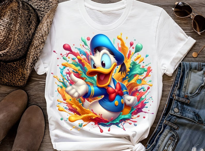 4 PNG Donald Duck Splash and Watercolor Digital design PNG file for sublimation – High Resolution