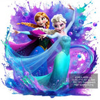 8 PNG Elsa and Anna Frozen Splash and Watercolor Digital design PNG file for sublimation – High Resolution -Instant Digital PNG Download