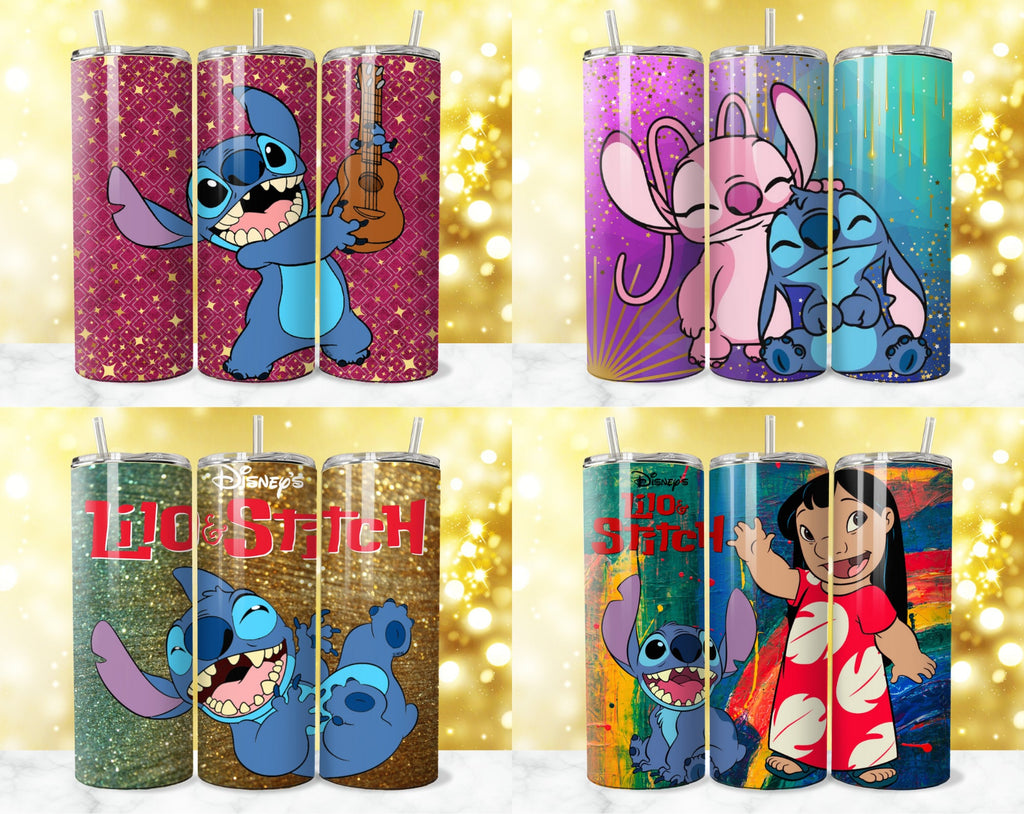 345 + Stitch Tumbler Wrap Designs, Stitch Sublimation Designs, 20 oz Stitch Tumbler Wrap PNG, Stitch Wrap, Lilo & Stitch Tumbler PNG