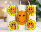 50+ Retro Tumbler Wrap Bundle, Retro Daisy Smile face, 20oz Skinny Sublimation, Retro Tumbler, Retro PNG, Retro Smiley Tumbler, Smiley Face