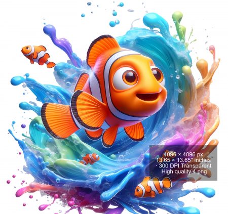 8 PNG Finding Nemo | Finding Dory Splash and Watercolor Digital design PNG file for sublimation – High Resolution -Instant Digital PNG
