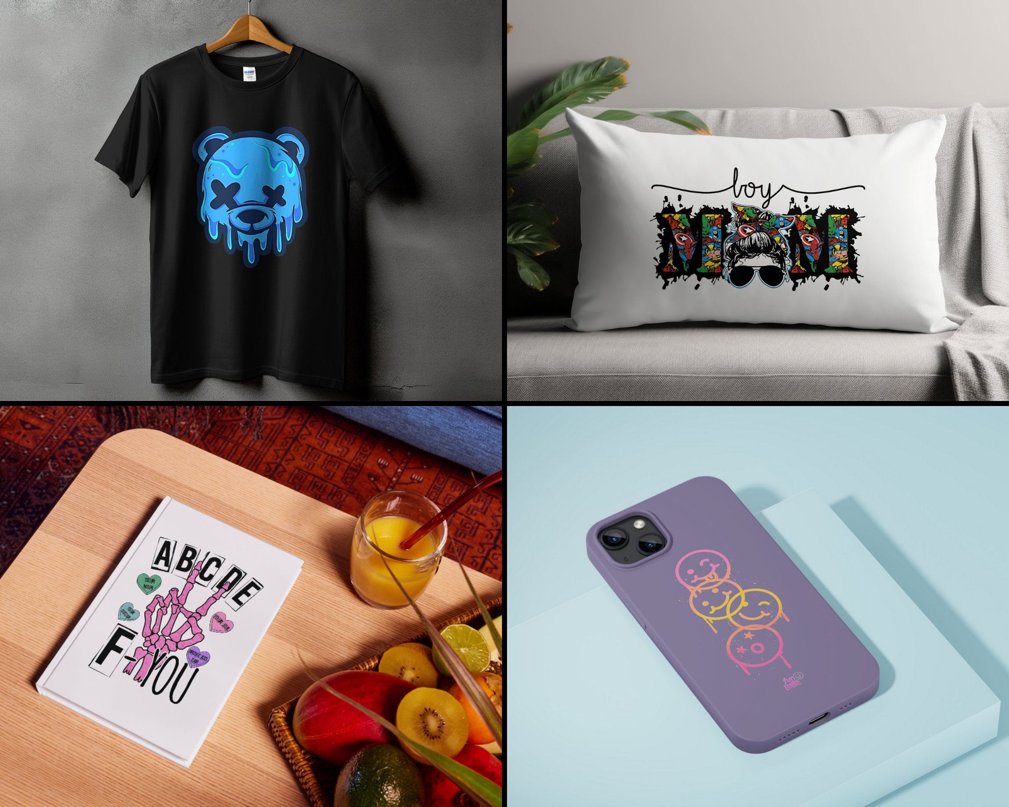 55+ Urban Design – Premium Casual Style Design Packs, Trendy T-shirt Design Pack, Pop Culture, Urban Wear, T-shirt Prints Design.