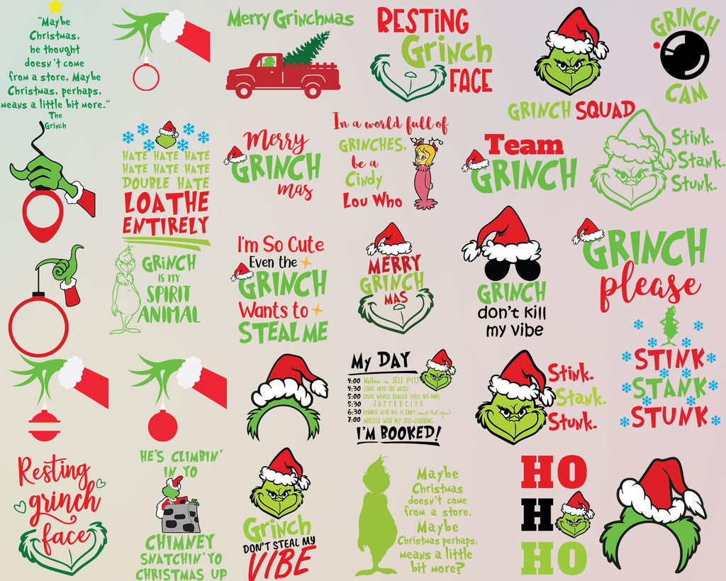 The Grinch Svg Bundle | 190+ Unique Design | Grinch Christmas Svg, Grinch Clipart Files, Cricut & Silhouette Digital File | Instant Download