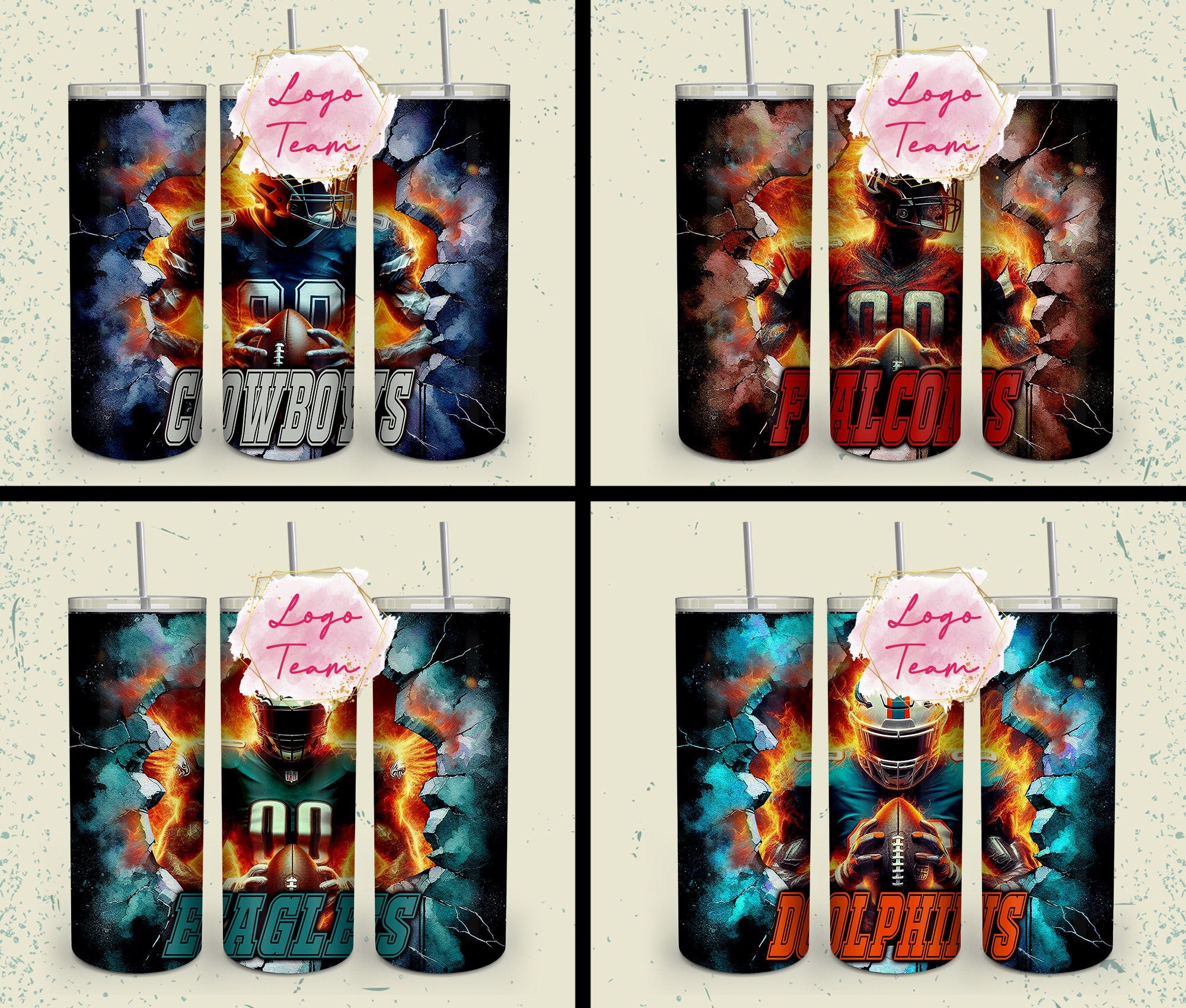 32 Team American Football Tumbler PNG Sublimation Designs, Football Mascot 20oz Skinny Tumbler Wrap PNG, Football Png Digital Download, NFL Tumbler