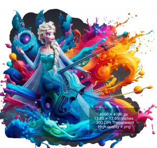 8 PNG Elsa and Anna Frozen Splash and Watercolor Digital design PNG file for sublimation – High Resolution -Instant Digital PNG Download