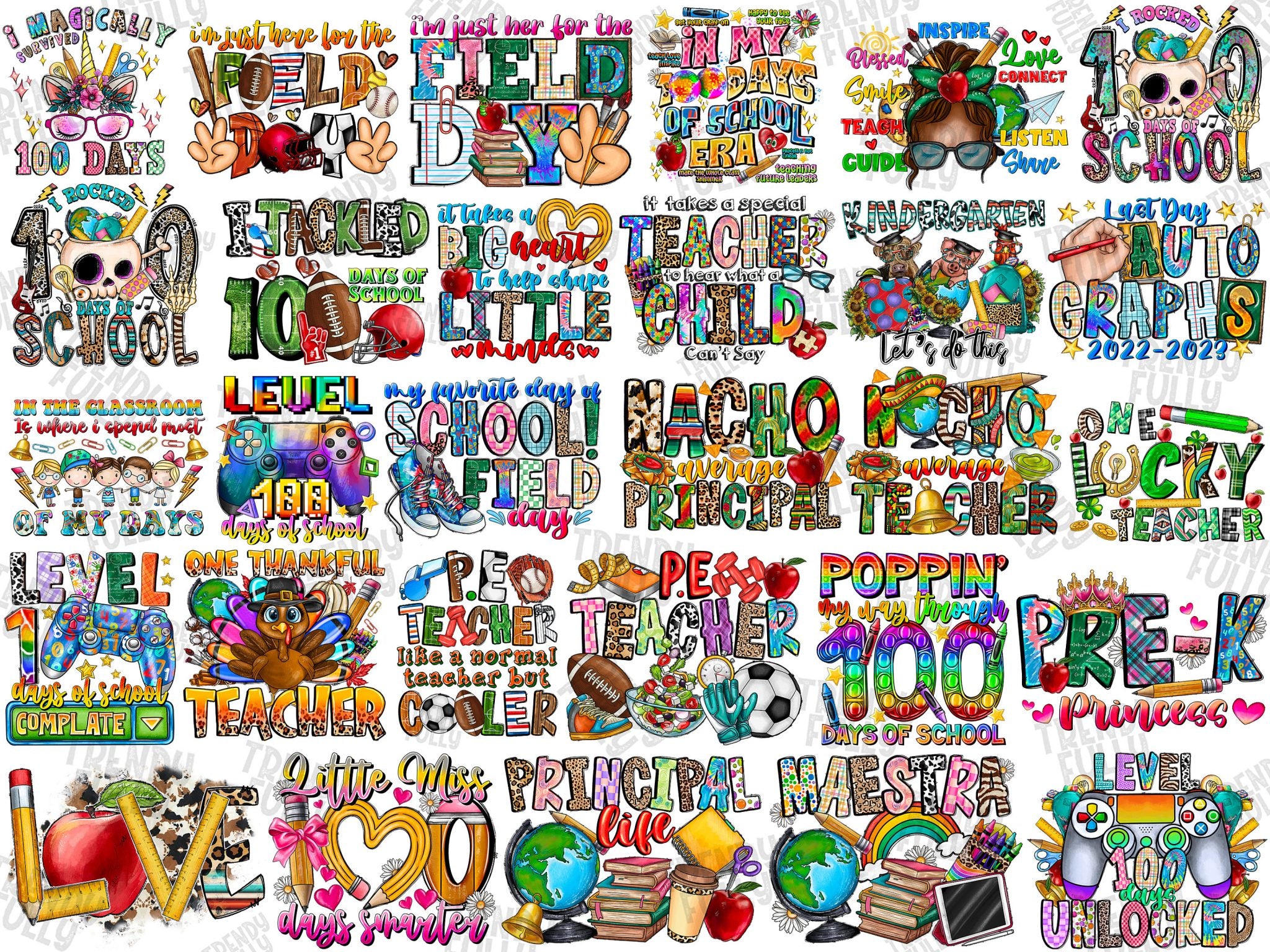 Teacher Life Bundle Png, 100 Days Of School Png, Teacher Design Png, Sublimate Design,Back To School, Bundle Designs, Digital PNG