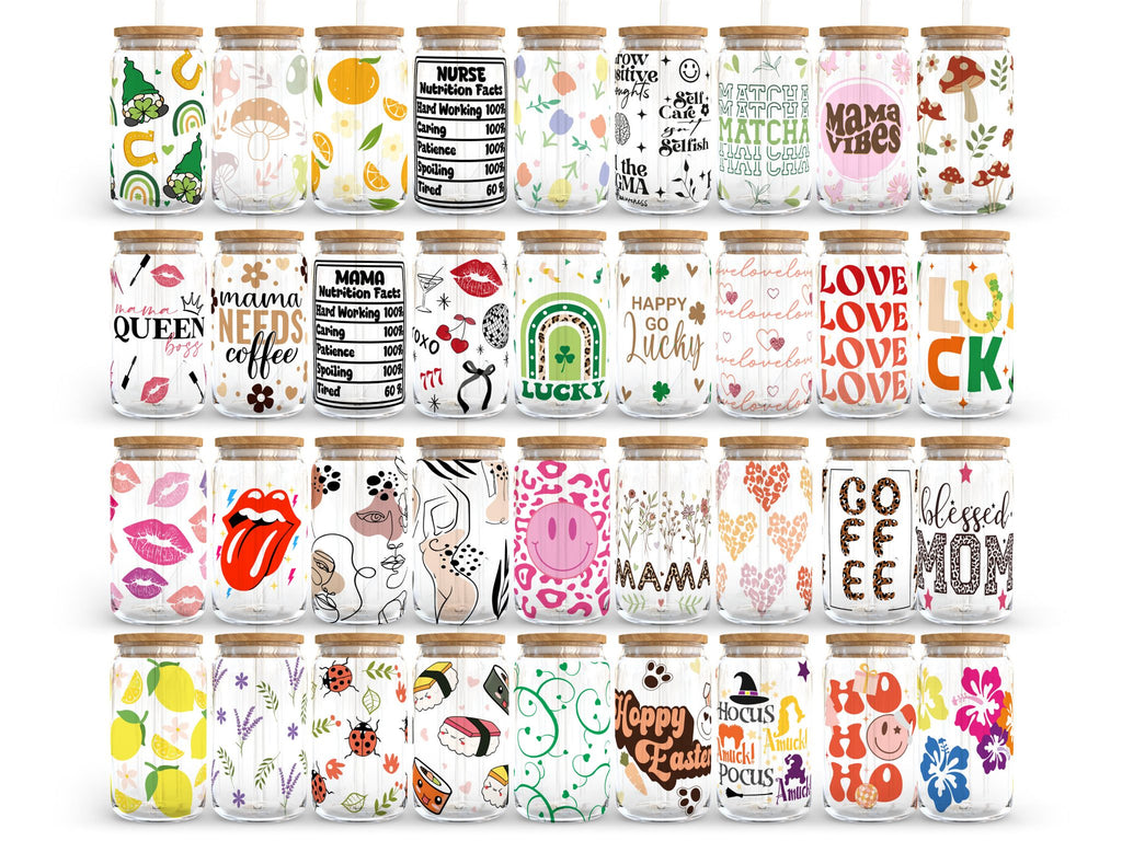 Libbey Glass Can Bundle 16oz Glass Can Svg | Libbey Glass Can Wrap | Glass Cup Bunde Svg Files for Cricut & Silhouette Cameo | Glassware svg