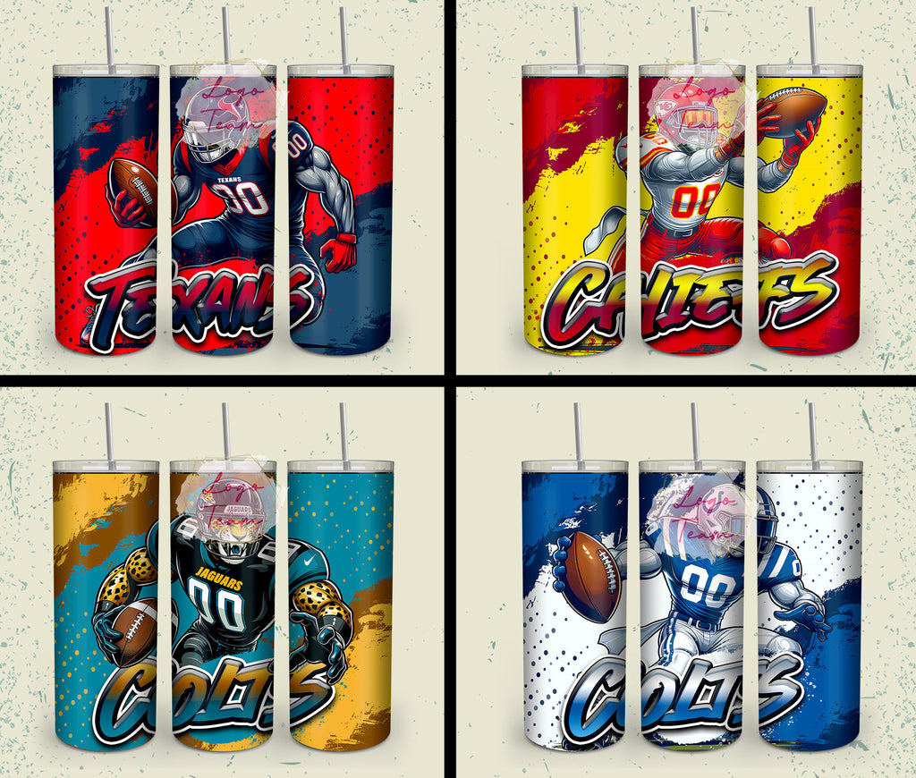 32 Team American Football Tumbler PNG Sublimation Designs, Football Mascot 20oz Skinny Tumbler Wrap PNG, Football Png Digital Download, NFL Tumbler