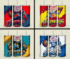 32 Team American Football Tumbler PNG Sublimation Designs, Football Mascot 20oz Skinny Tumbler Wrap PNG, Football Png Digital Download, NFL Tumbler