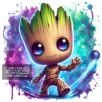Set of 8 Watercolor splash Baby Groot png Digital images for printing, T-Shirts, Groot Print High Resolution-Instant Digital Download