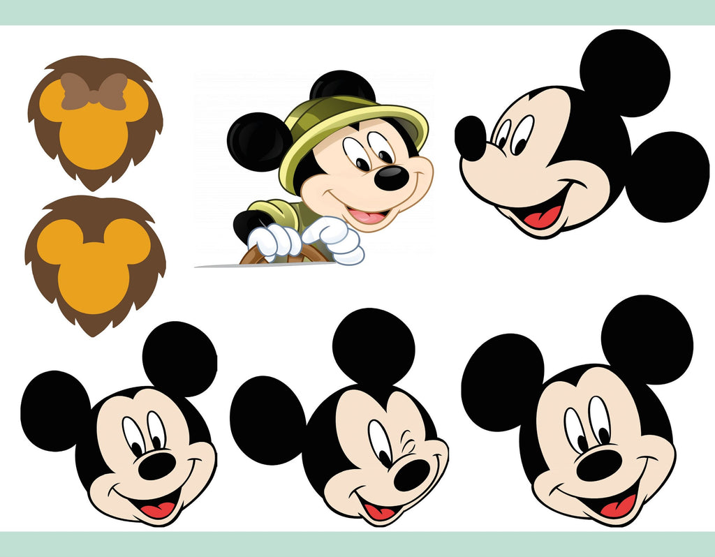 Mickey Safari Clipart PNG Digital Download, 90 PNG with transparent backgrounds Mickey and Friends Jungle Animals