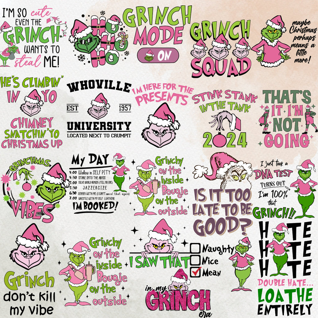 2000+ The Grinch Bundle Designs with CLEAR Background, Grinch Tshirt Design, Grinch SVG, Grinch PNG, Grinch PnG Bundle, Grinch Christmas PnG