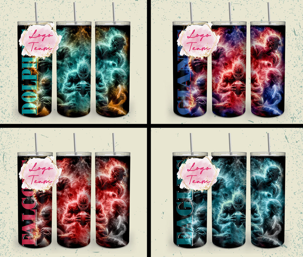 32 Team American Football Tumbler PNG Sublimation Designs, Football Mascot 20oz Skinny Tumbler Wrap PNG, Football Png Digital Download, NFL Tumbler